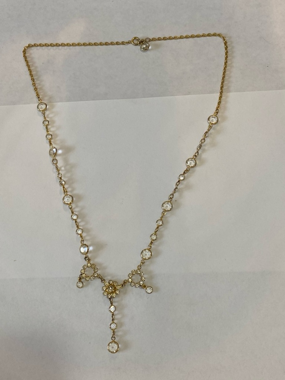Gold tone  Crystal Drop Y-Necklace - Women Jewelry